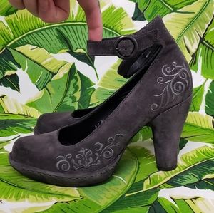 Born Crown Embroidered Suede Mary Janes